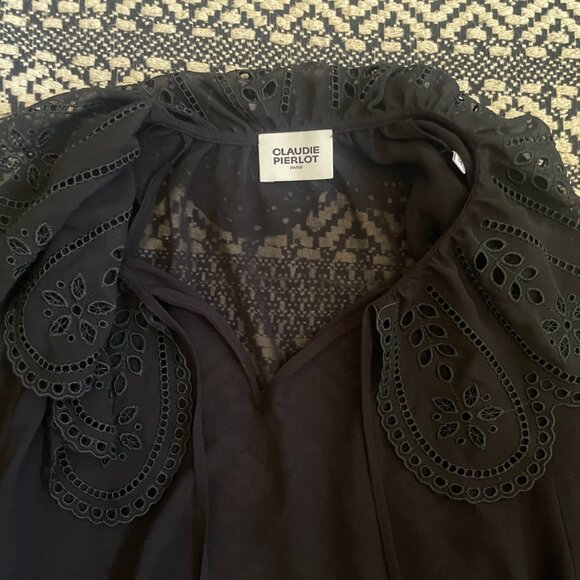 New Claudie Pierlot Broderie Anglaise Georgette Blouse – Size 36 /4 - Picture 5 of 8